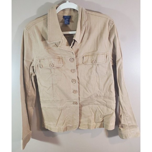 The Blues Jackets & Blazers - Vtg Y2K The Blues Button Down Tan Shacket, Sz XL